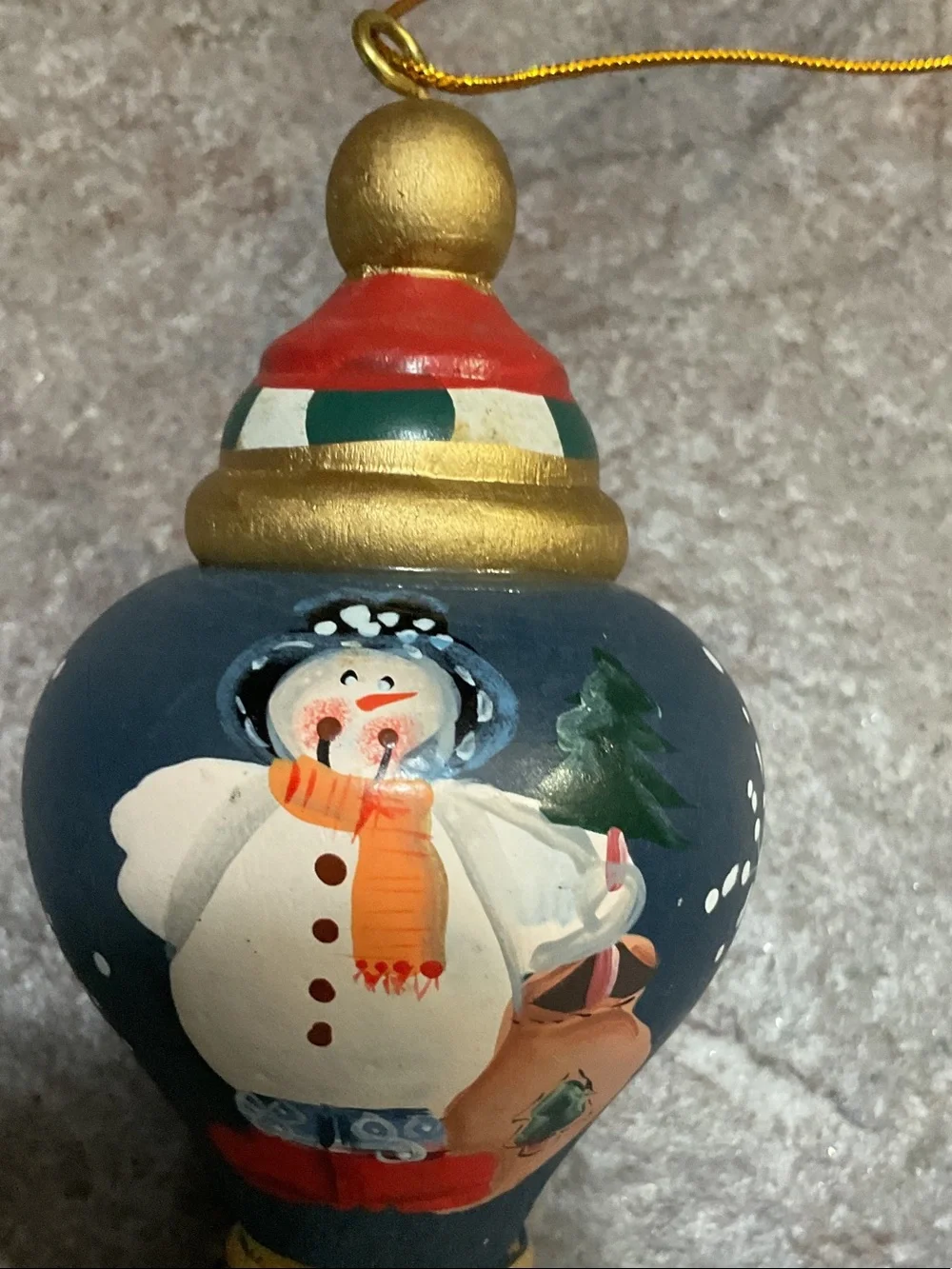 Hand-Painted Blue Snowman Holiday Ornament